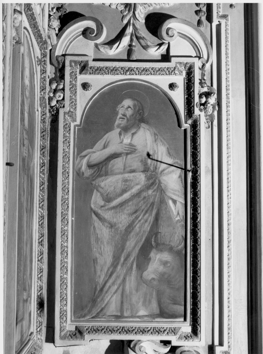 San Luca Evangelista (dipinto murale, elemento d'insieme) di Pozzo Carlo (attribuito) (sec. XVII)