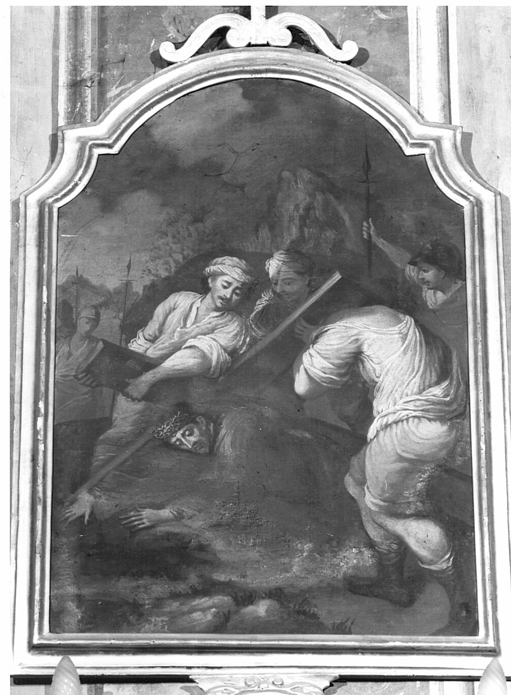 stazione III: Gesù cade sotto la croce la prima volta (dipinto, elemento d'insieme) - ambito lombardo (sec. XVIII)