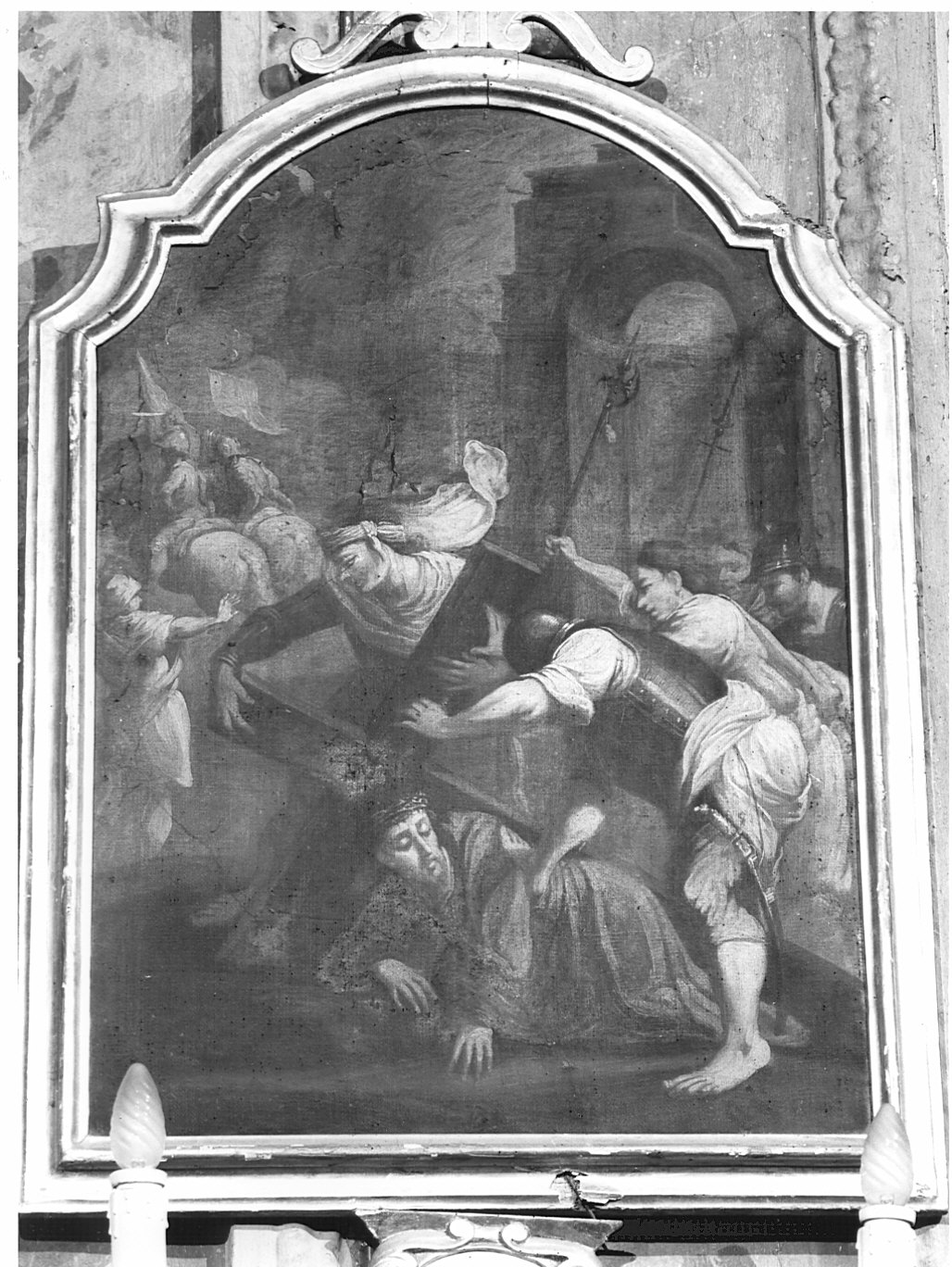 stazione VII: Gesù cade sotto la croce la seconda volta (dipinto, elemento d'insieme) - ambito lombardo (sec. XVIII)