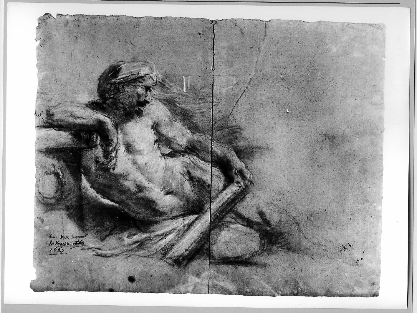 nudo virile (disegno) di Rosa Francesco (sec. XVII)