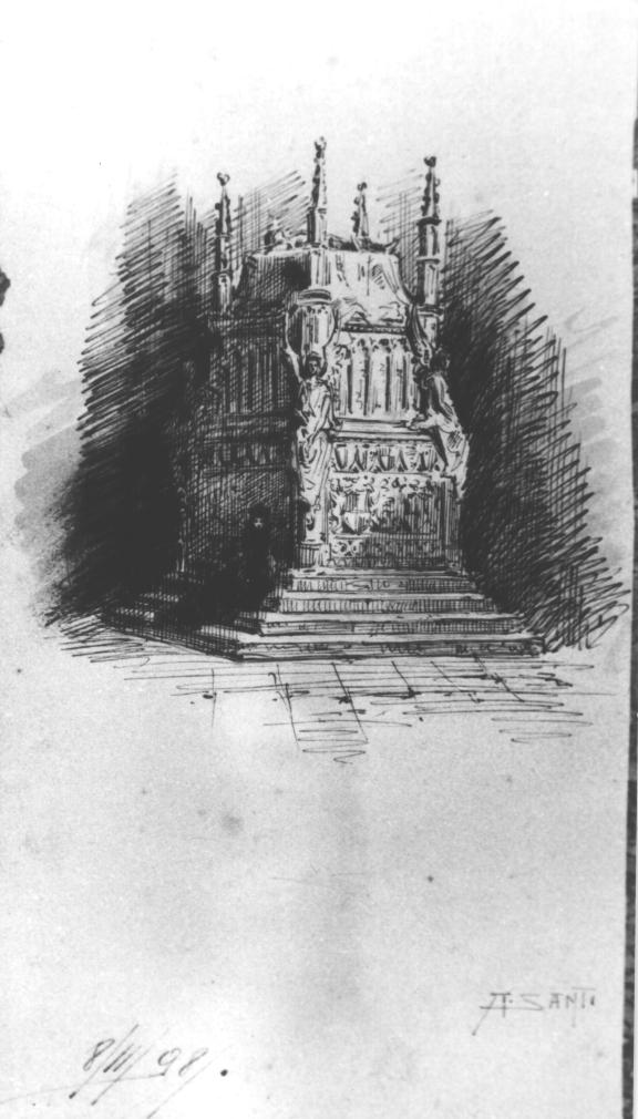 Arca gotica, monumento funerario (disegno) di Santi Archimede (sec. XIX)