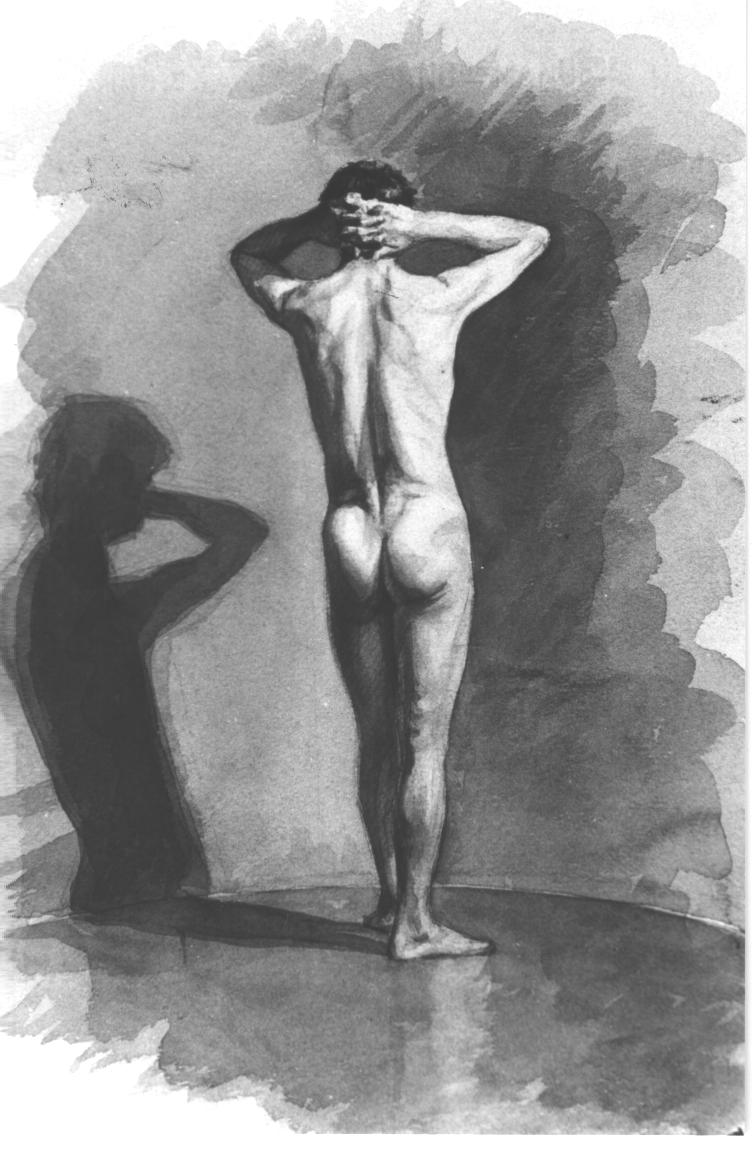 giovane nudo (disegno) di Santi Archimede (sec. XIX)