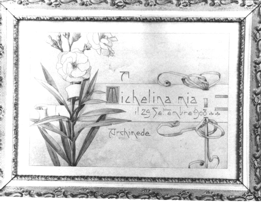Omaggio a Michelina, motivo decorativo floreale (disegno) di Santi Archimede (sec. XX)