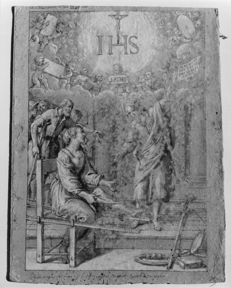 miracolo di San Nicola di Bari (disegno) di Guerrieri Giovanni Francesco (sec. XVII)
