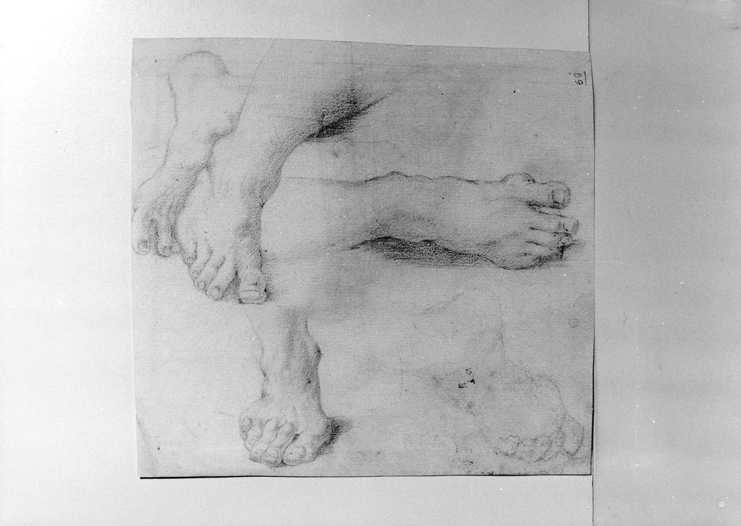 studio di piedi (recto)/ studio di occhi (verso) (disegno) - ambito marchigiano (secc. XVIII/ XIX)