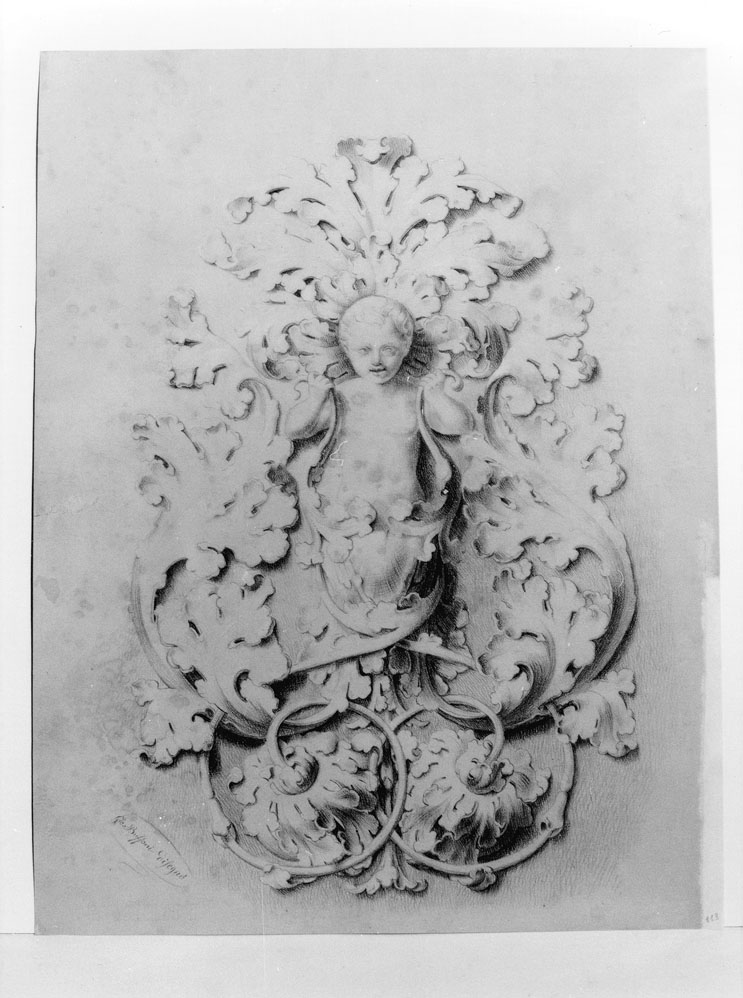 motivo decorativo con putto (disegno) di Buffoni Giovanni (secc. XVIII/ XIX)