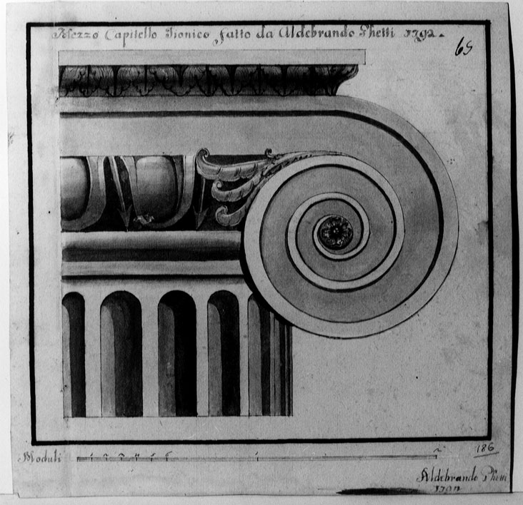 studio di capitello (disegno) di Ghetti Aldebrando (sec. XVIII)