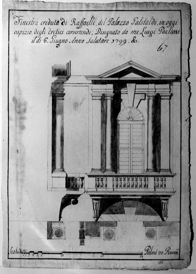 finestra di Palazzo Gastaldi (disegno) di Paclimi Luigi (sec. XVIII)
