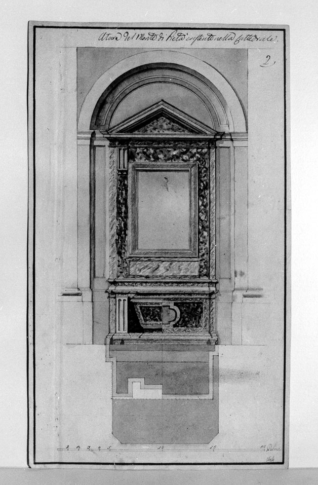 altare (recto)/ facciata di chiesa (verso) (disegno) - ambito marchigiano (seconda metà sec. XVIII)
