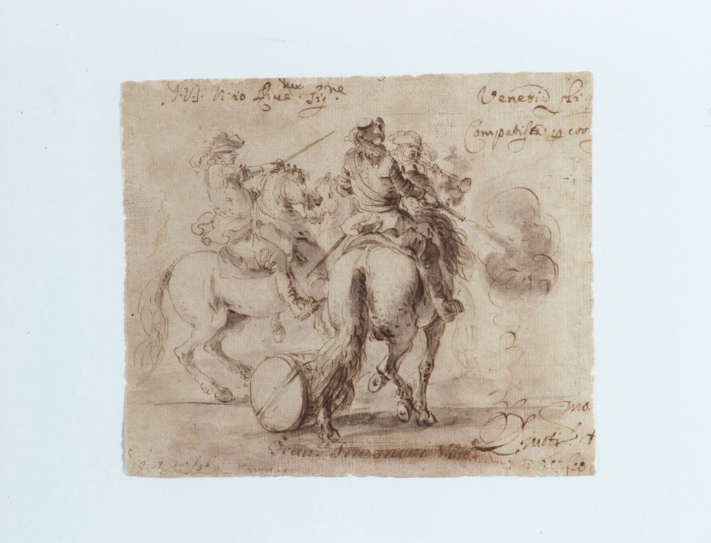 uomini armati a cavallo (disegno) di Simonini Francesco Antonio (sec. XVIII)
