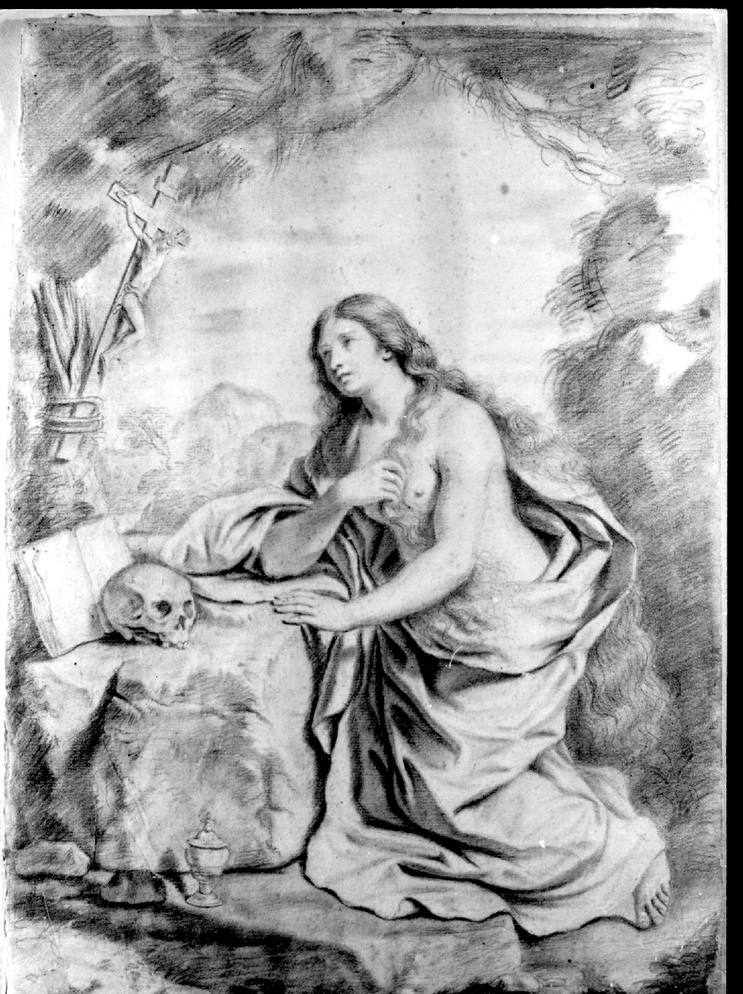Santa Maria Maddalena (disegno) di Barbieri Giovan Francesco detto Guercino (attribuito) (sec. XVII)