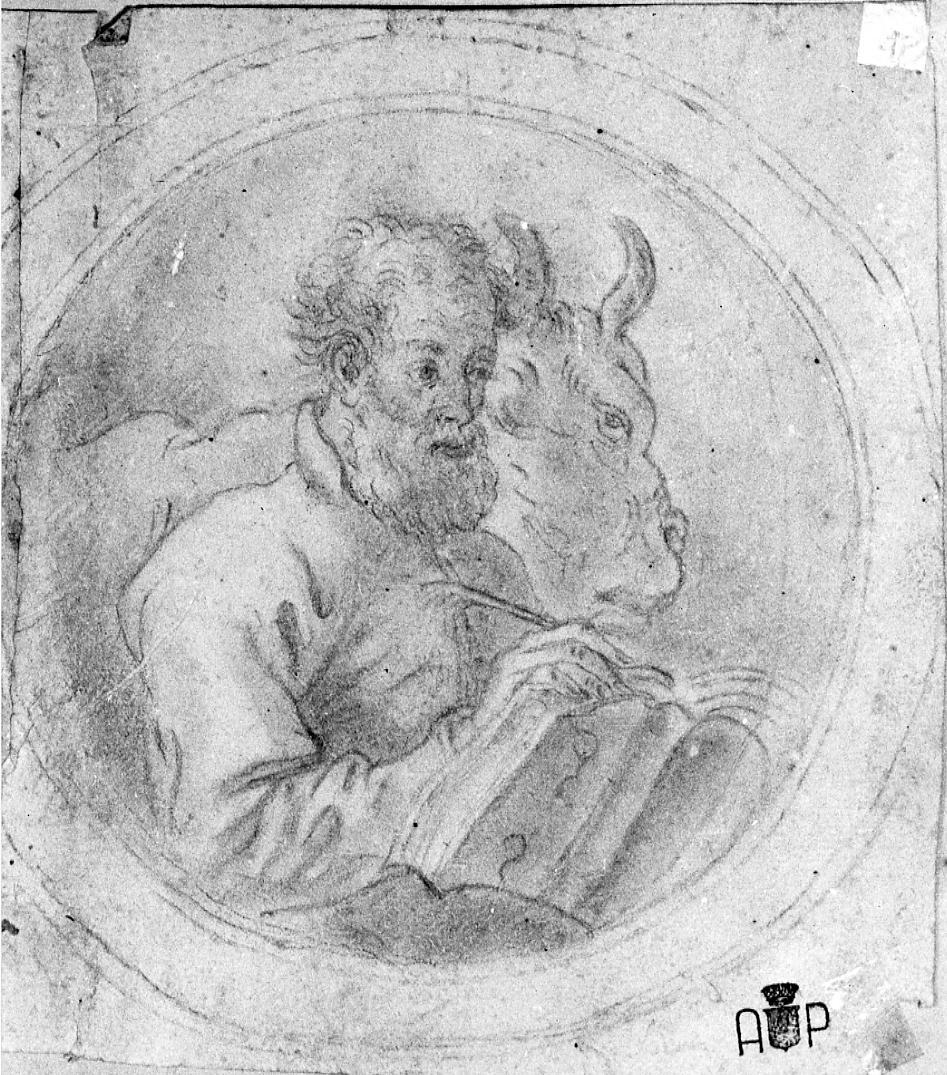 San Luca scrive il Vangelo (disegno) di Palucci Carlo (secc. XVII/ XVIII)