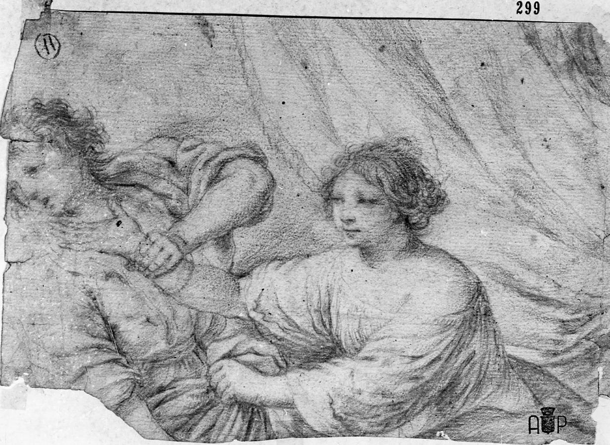 Giuseppe e la moglie di Putifarre (disegno) di Barbieri Giovan Francesco detto Guercino (scuola) (seconda metà sec. XVII)