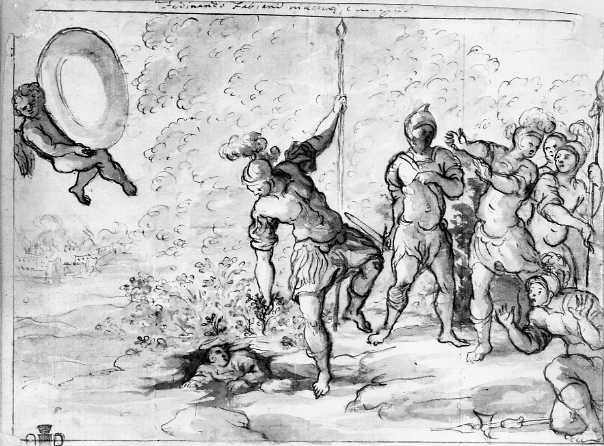 ritrovamento di un infante (disegno) di Fabiani Ferdinando (secc. XVII/ XVIII)