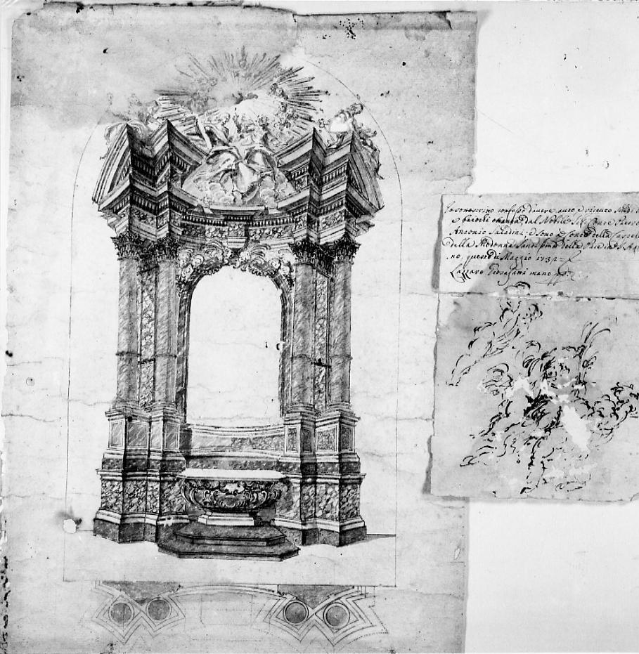 progetto per l'altare della Madonna della Pace (disegno) di Giosafatti Lazzaro (sec. XVIII)