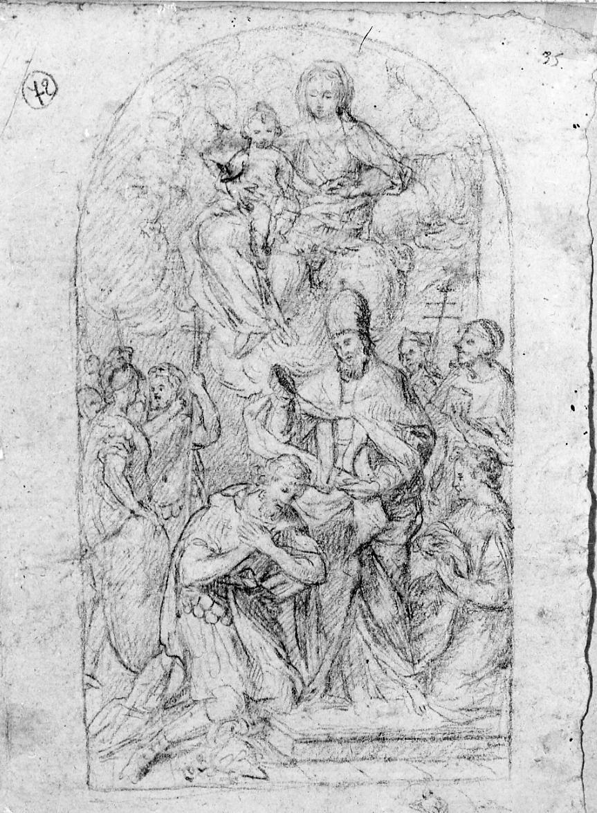 battesimo di Costantino Magno; studio di angeli (disegno) di Monti Nicola Antonio (sec. XVIII)