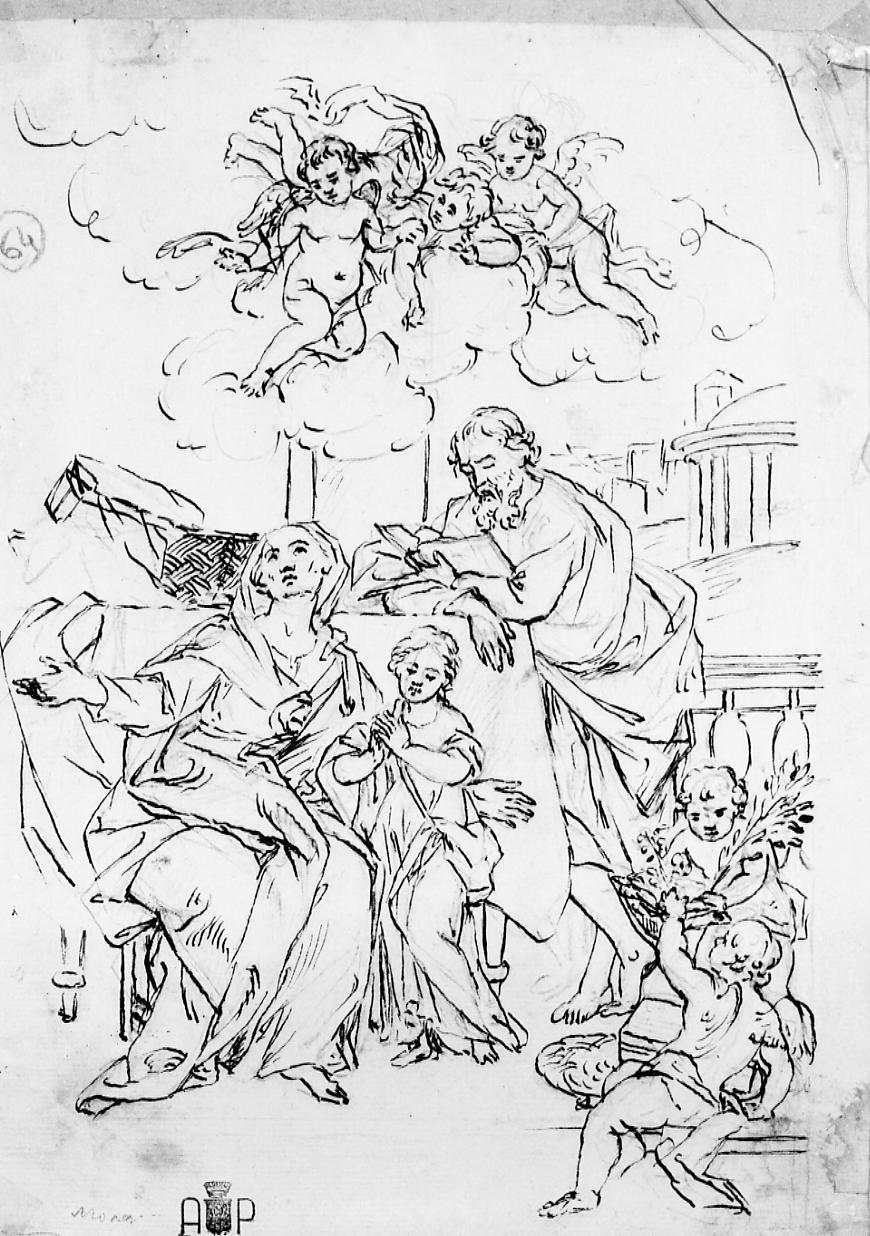 educazione di Maria Vergine (disegno) di Monti Nicola Antonio (sec. XVIII)