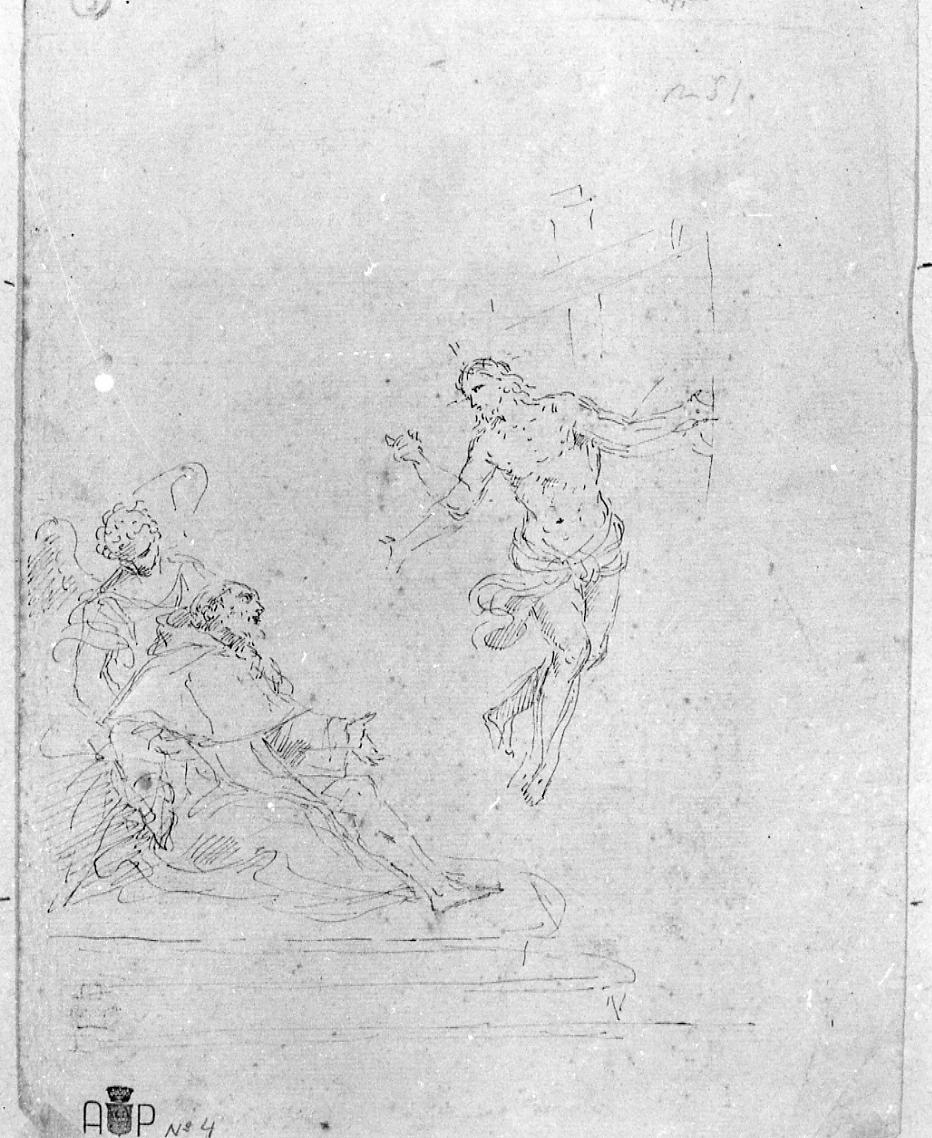 morte di San Benedetto; angelo (disegno) di Creti Donato (secc. XVII/ XVIII)