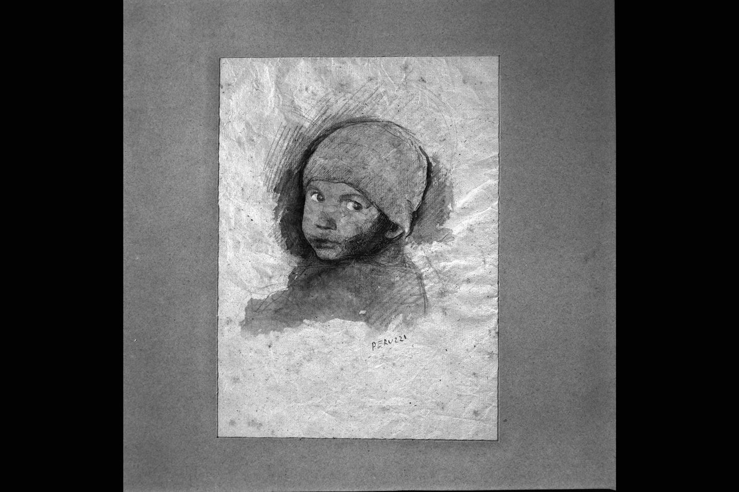 testa di bambina (disegno) di Peruzzi Cesare (sec. XX)