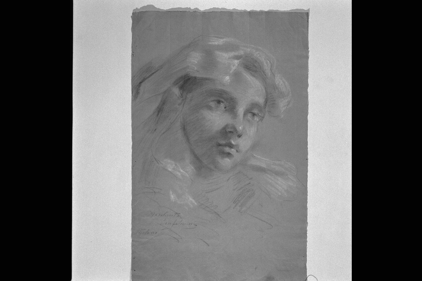 testa di fanciulla (disegno) di Confalonieri Margherita (fine/inizio secc. XIX/ XX)