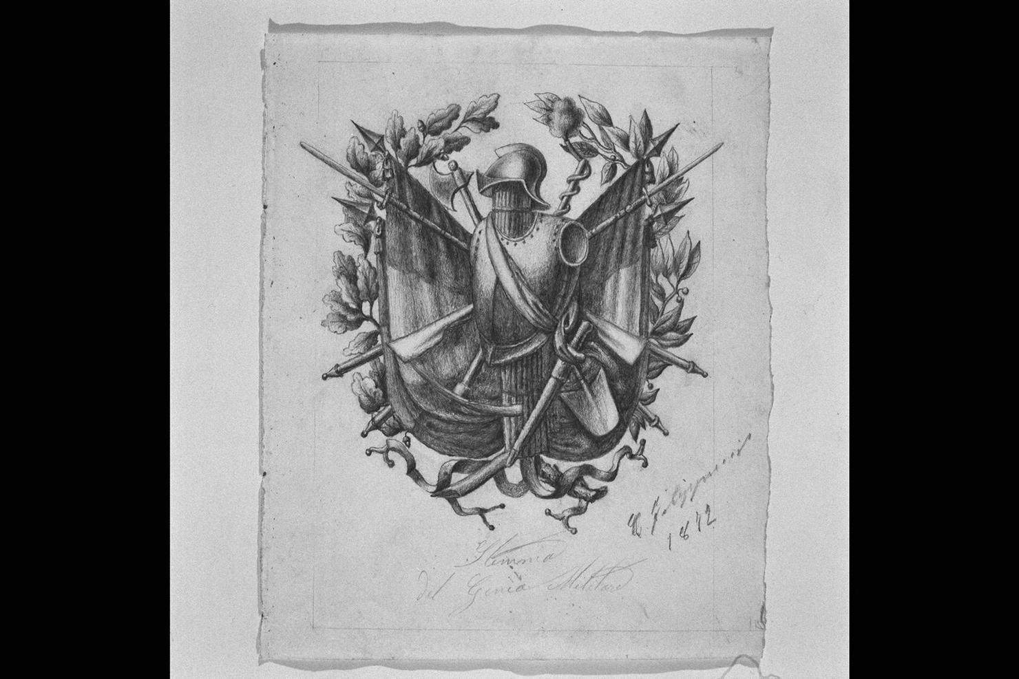 stemma del Genio Militare (disegno) di Filippucci Cesare (sec. XIX)