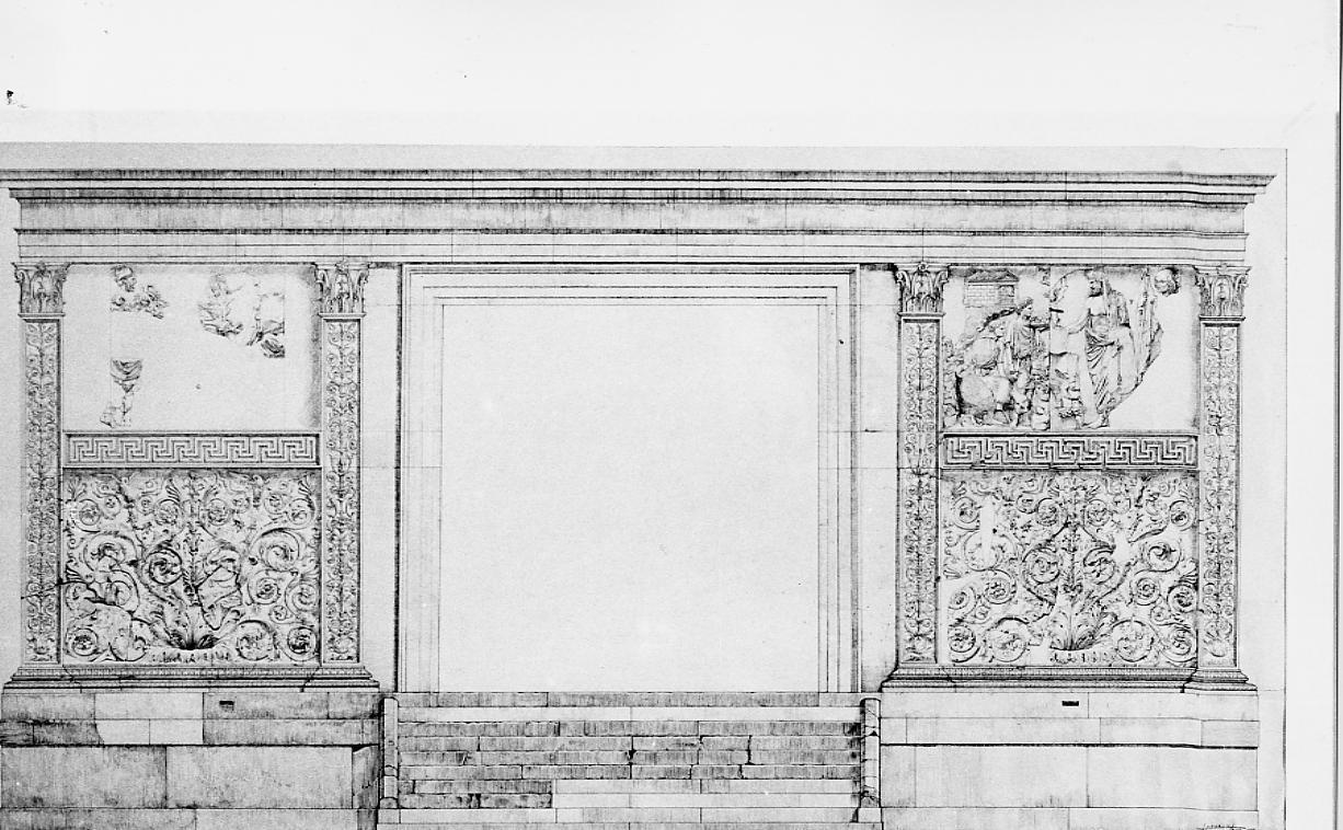 Ara Pacis Augustae: fronte anteriore (disegno) di Leporini Luigi (sec. XX)