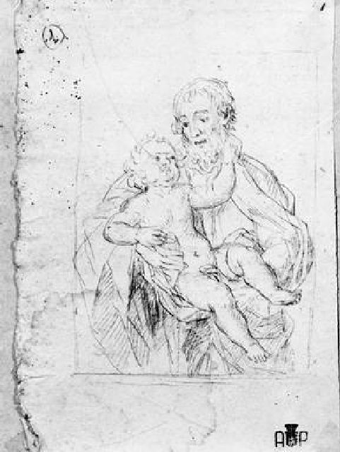 San Giuseppe e Gesù Bambino (disegno) di Pascali Domenico (sec. XVIII)