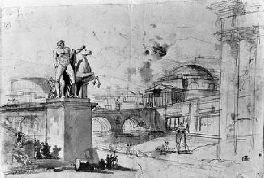 veduta di Roma (disegno) di Duranti Fortunato (sec. XIX)