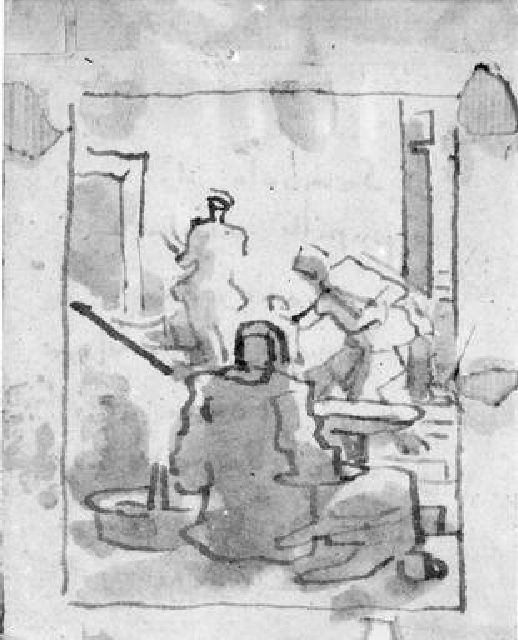 figure; figure femminili; Ercole e Onfale; figura maschile togata (disegno) di Duranti Fortunato (sec. XIX)