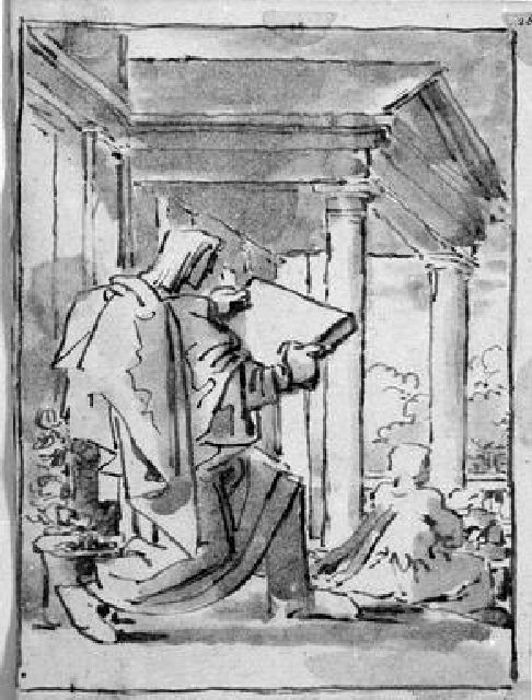 scena di storia romana; cammello e figura maschile in fuga; figura maschile togata (disegno) di Duranti Fortunato (sec. XIX)