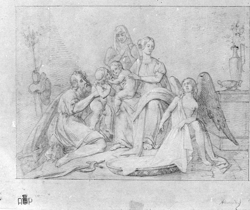 Sacra Famiglia; cerbiatto (disegno) di Nardoni Alessandro (sec. XIX)