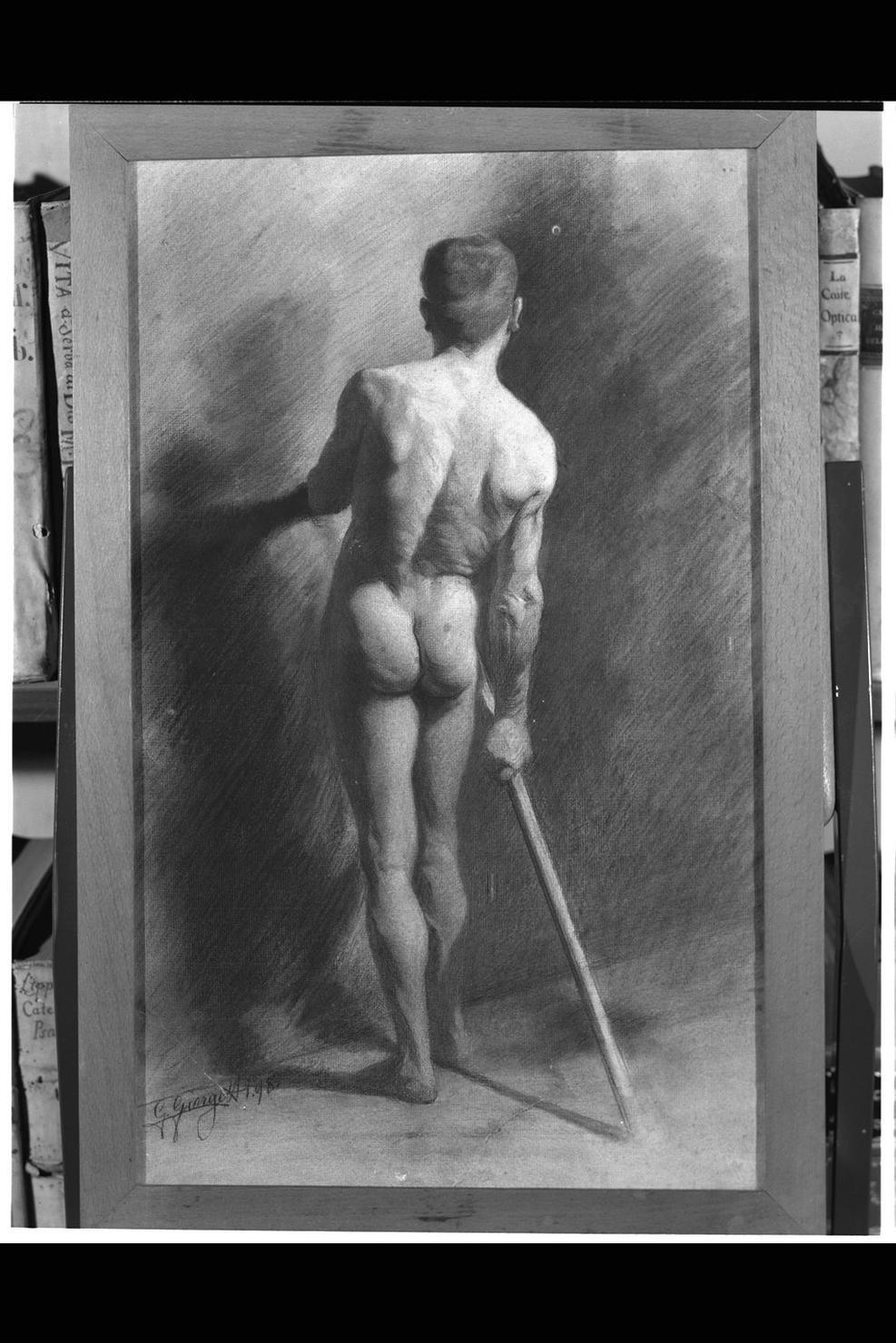 figura maschile nuda (disegno) di Giorgetti Guelfo (sec. XIX)