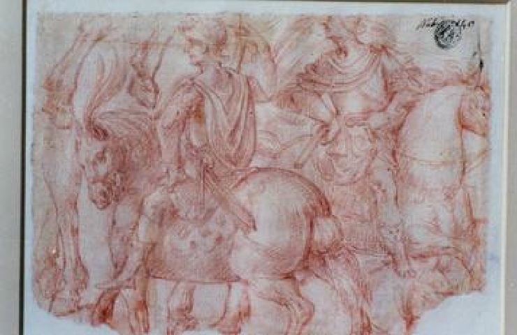 studio per cavalli e cavalieri romani antichi (r, v) (disegno) di Allegrini Francesco (bottega) (sec. XVII)