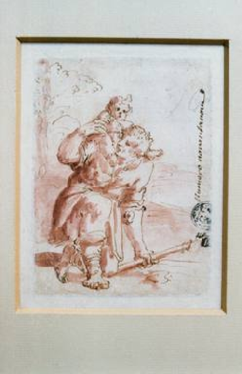 studio per San Cristoforo con Gesù Bambino (disegno) di Picchi Giorgio (cerchia) (fine/inizio secc. XVI/ XVII)