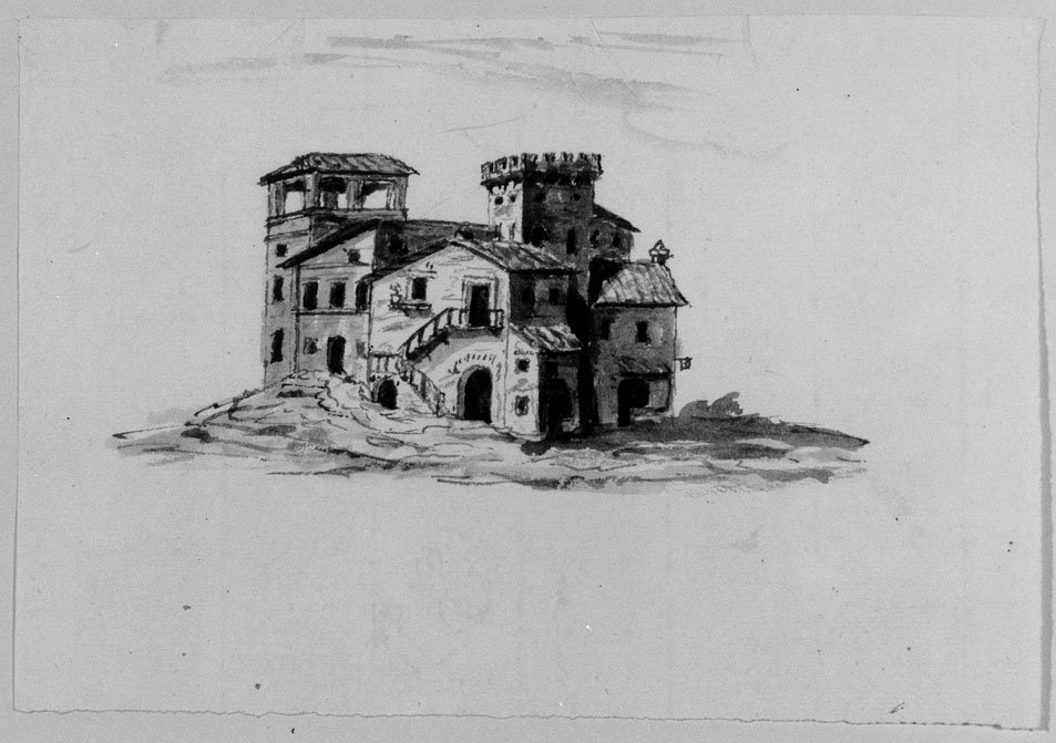 edifici turriti (disegno) di Honorati Bernardino (prima metà sec. XIX)