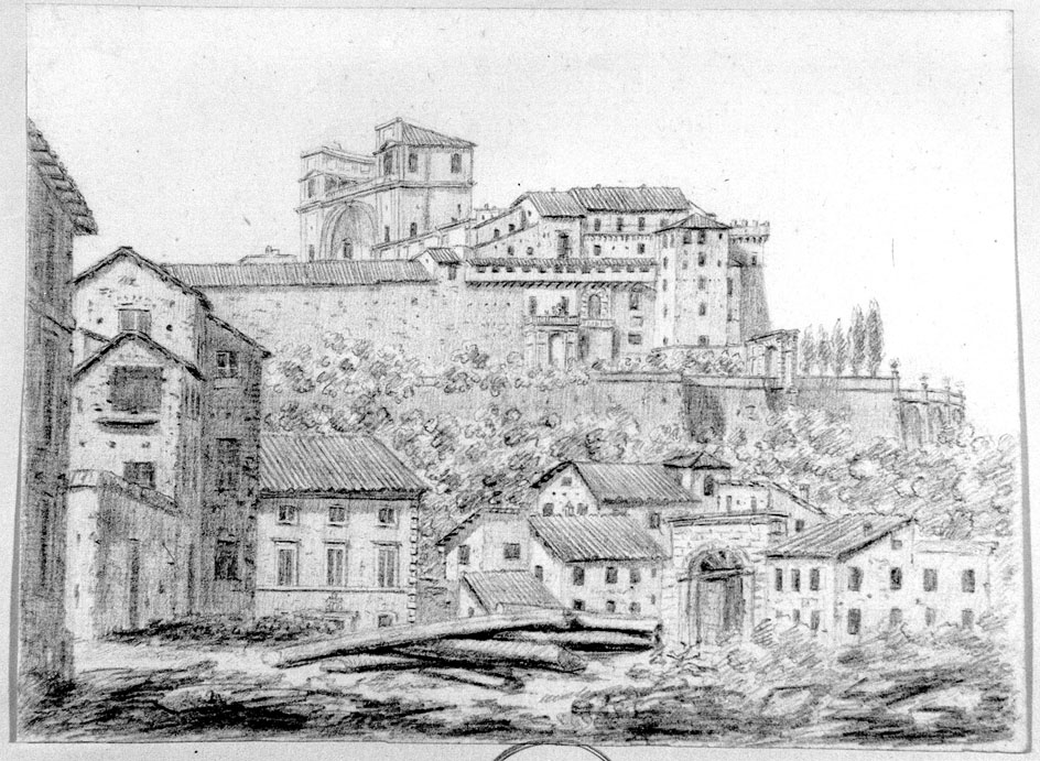 veduta di città (disegno) di Honorati Carlo (prima metà sec. XIX)
