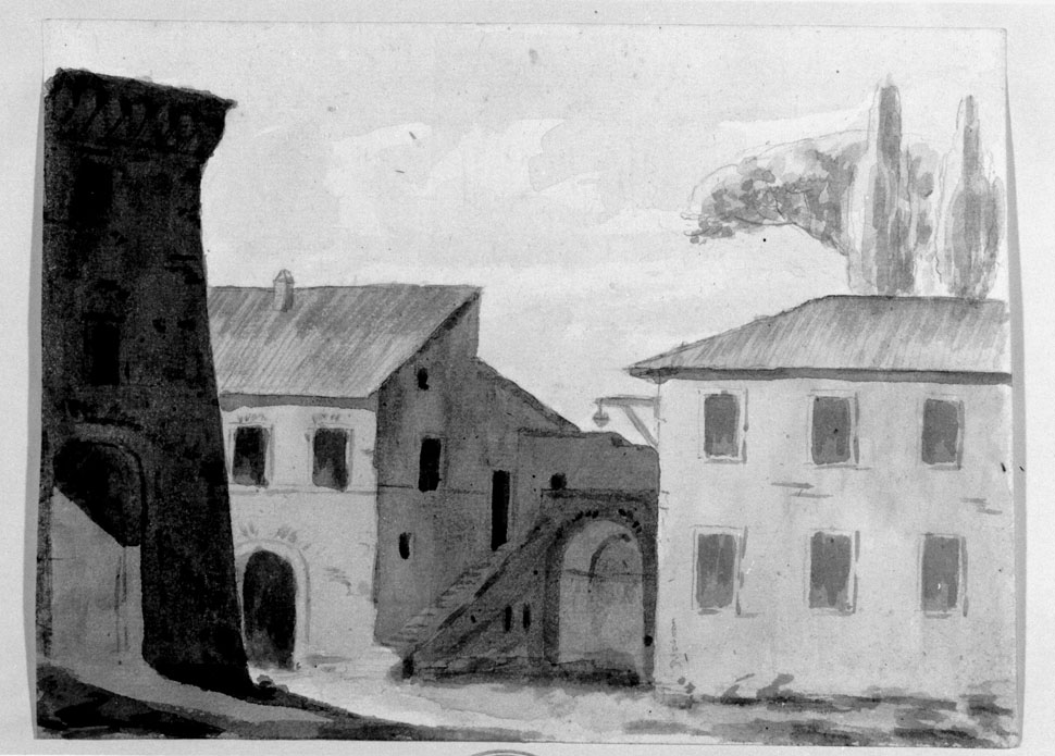 veduta di paese (disegno) di Honorati Carlo (prima metà sec. XIX)