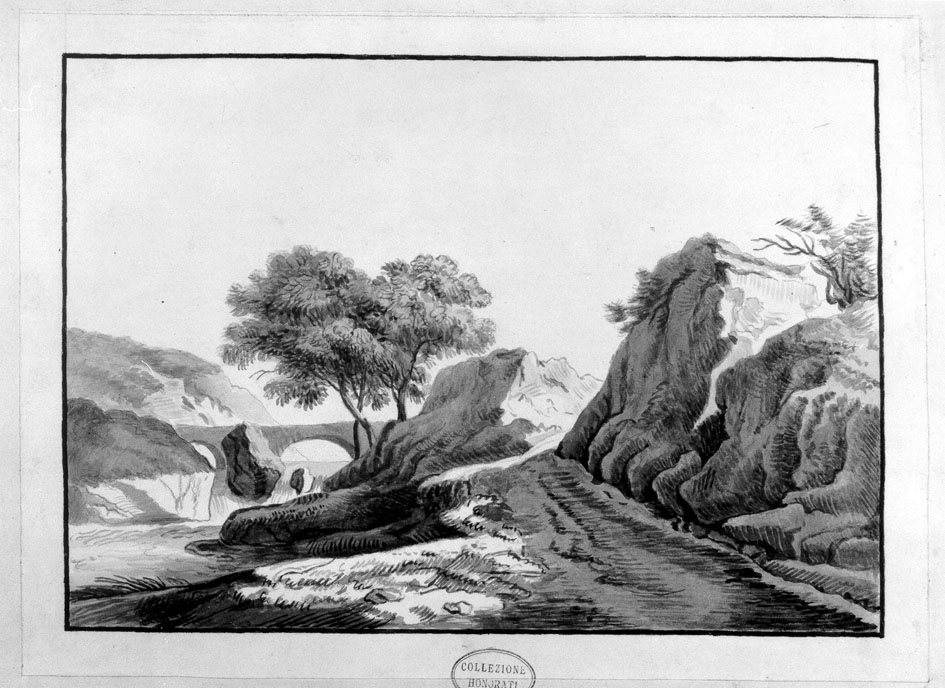 paesaggio roccioso (disegno) di Honorati Carlo (primo quarto sec. XIX)