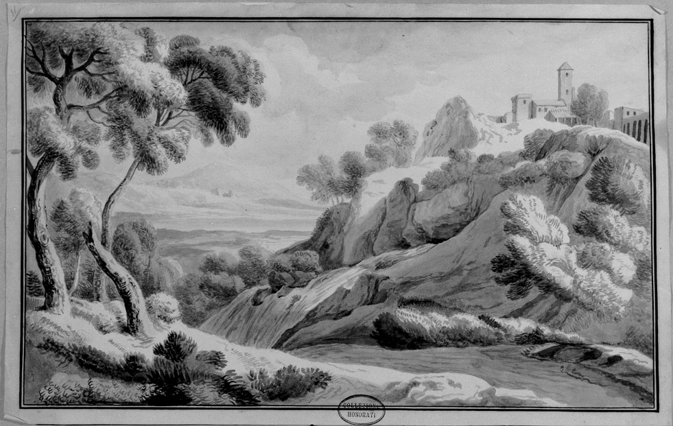 paesaggio fluviale (disegno) di Honorati Carlo (primo quarto sec. XIX)