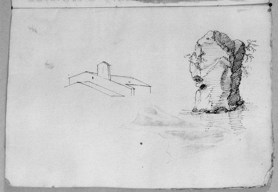 studio di roccia e di edificio (disegno) di Cibo Gherardo (sec. XVI)