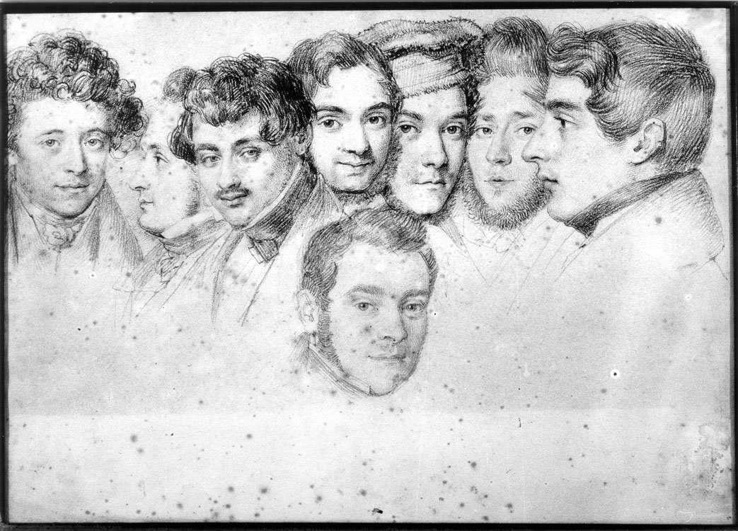 studi di teste maschili (disegno) di Fidanza Raffaele (prima metà sec. XIX)