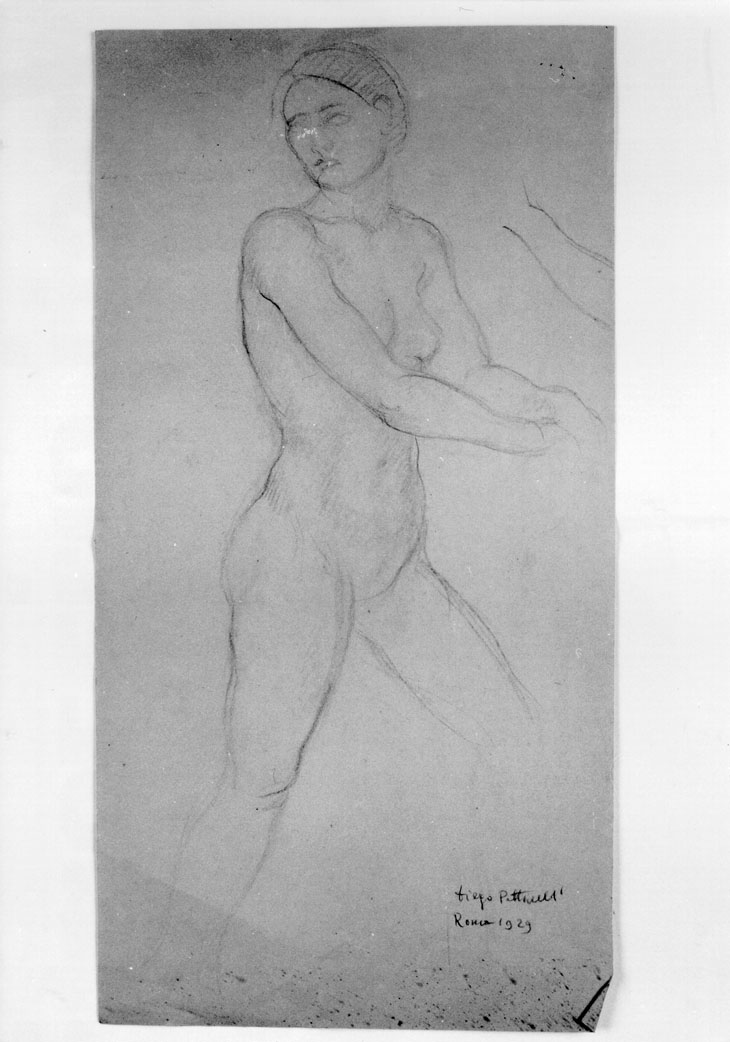 figura femminile nuda (disegno) di Pettinelli Diego (sec. XX)