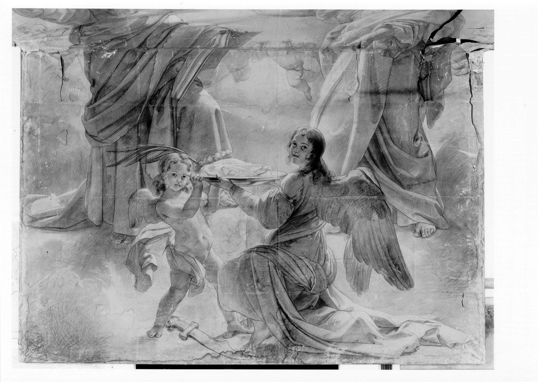 Cristo in gloria e Santi (disegno) di Podesti Francesco (prima metà sec. XIX)