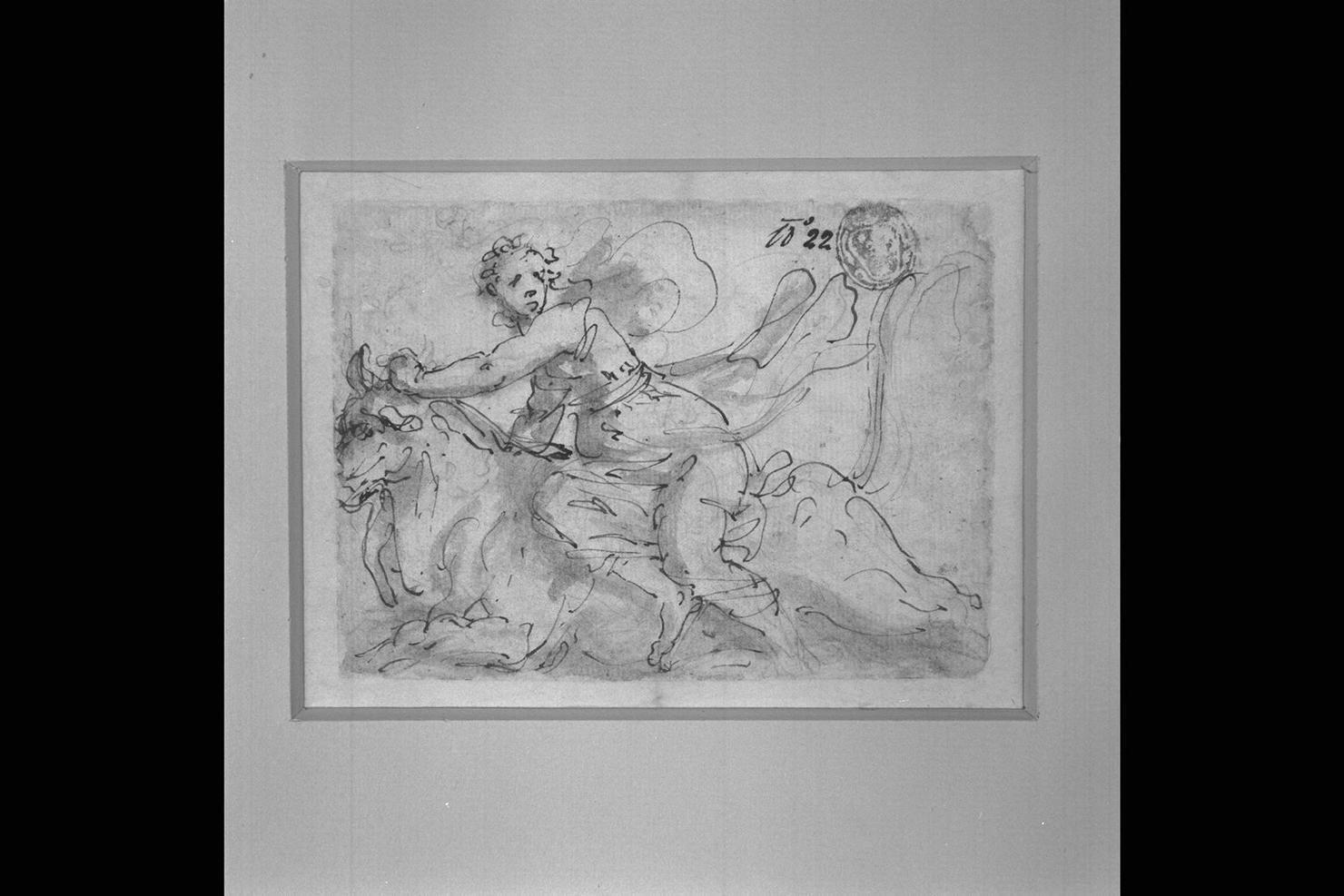ratto di Europa (disegno) di Guerrieri Giovanni Francesco (sec. XVII)