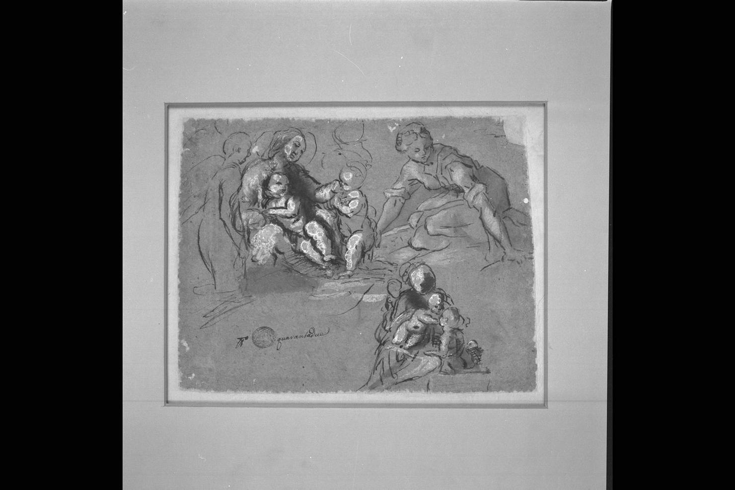 Madonna con Bambino e Santi (disegno) - ambito marchigiano (fine sec. XVI)