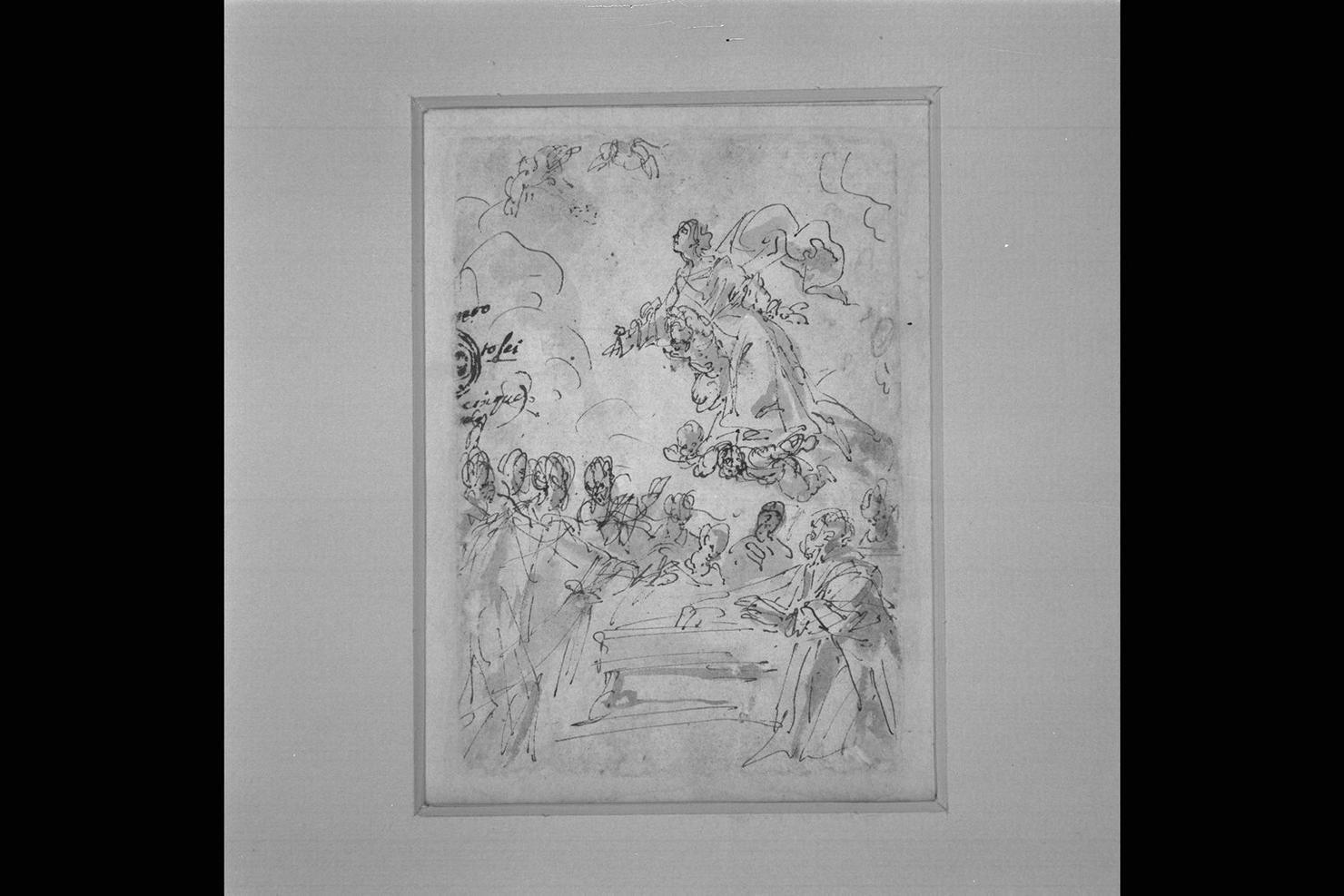 assunzione della Madonna (disegno) di Guerrieri Giovanni Francesco (cerchia) (sec. XVII)