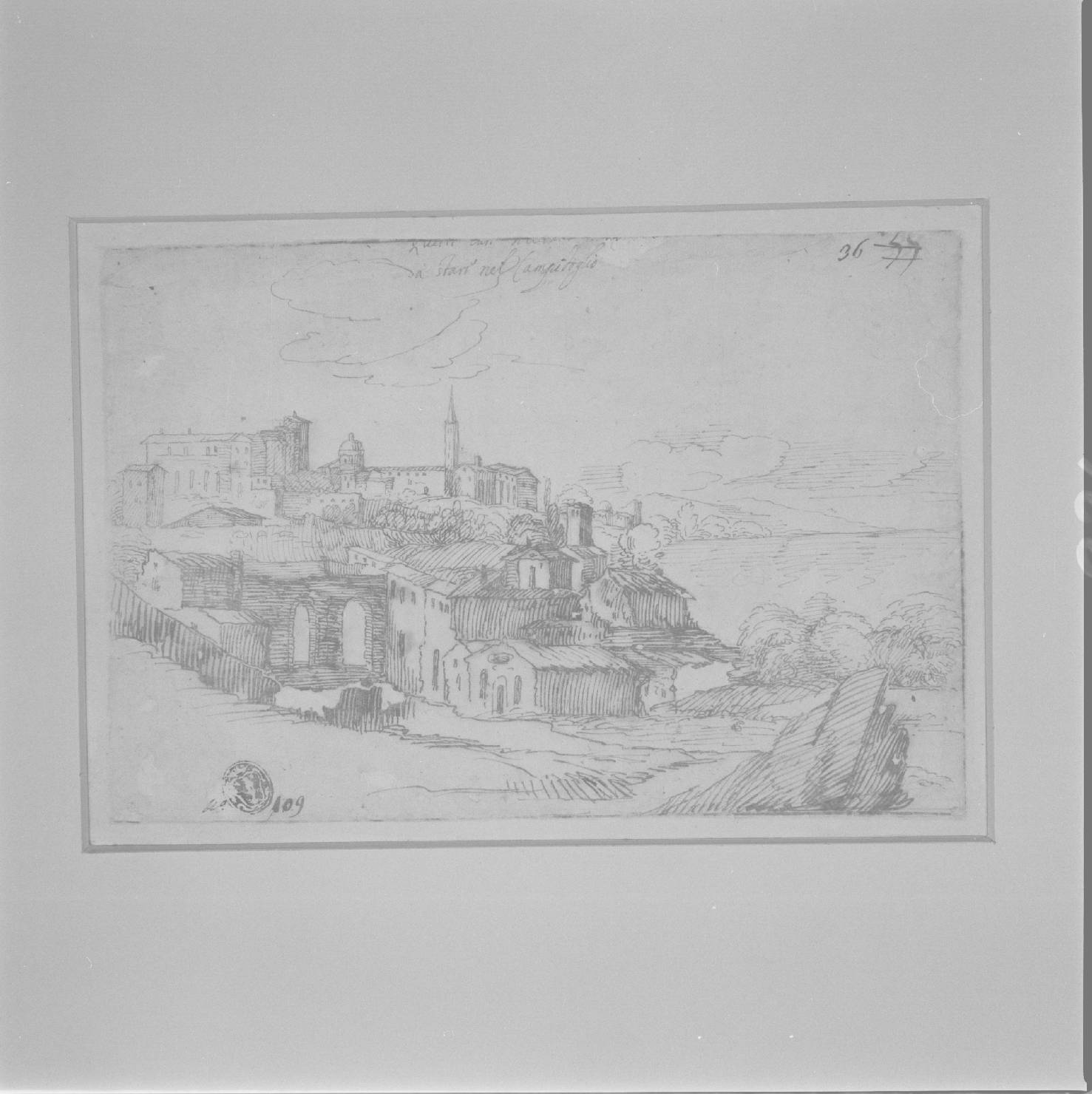 veduta di Roma (disegno) di Cibo Gherardo (cerchia) (sec. XVI)