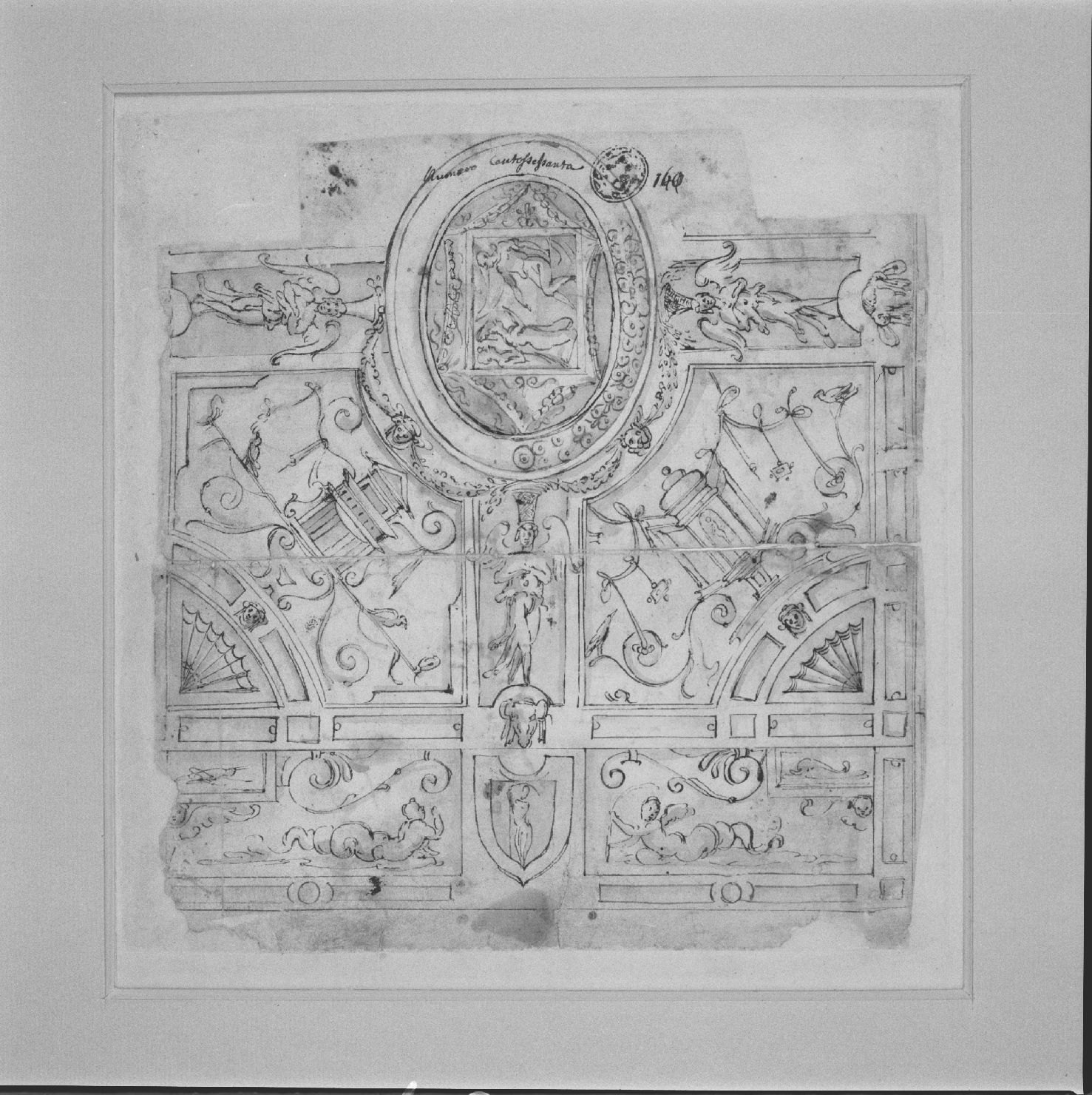motivi decorativi a grottesche (disegno) di Ridolfi Antenore (attribuito) (sec. XVI)
