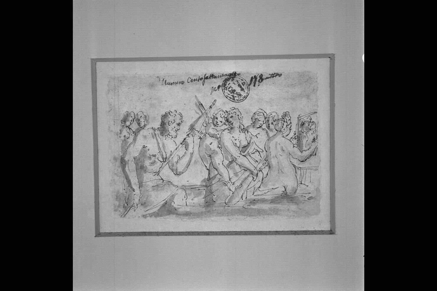 Ercole e Onfale (disegno) di Guerrieri Giovanni Francesco (sec. XVII)