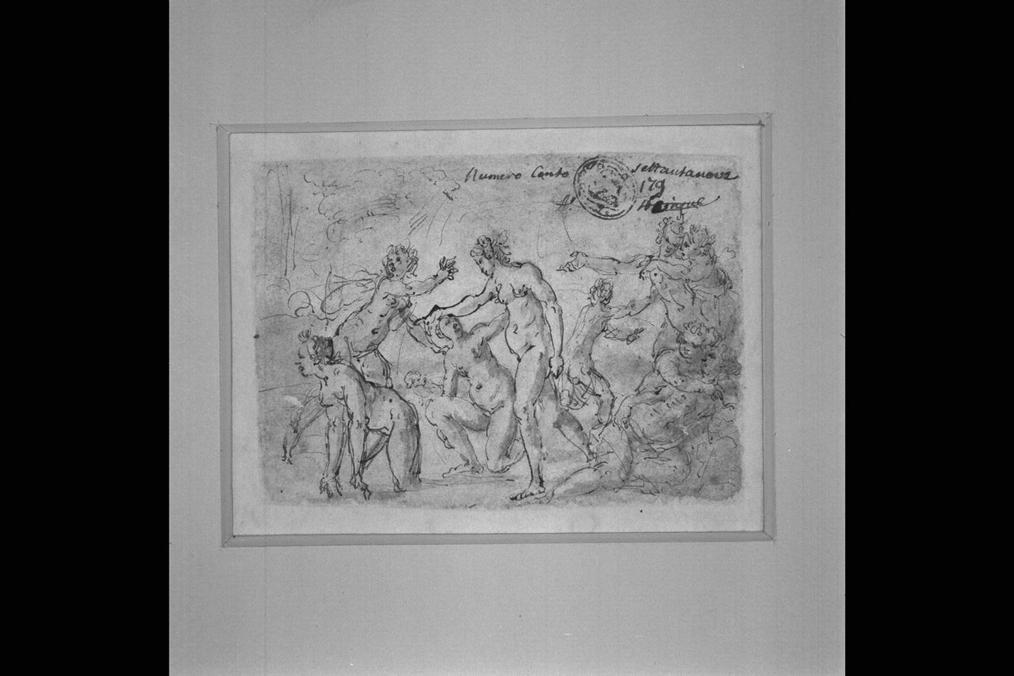Diana e le ninfe (disegno) di Guerrieri Giovanni Francesco (sec. XVII)